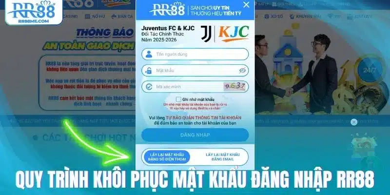 Quy trình khôi phục mật khẩu đăng nhập RR88